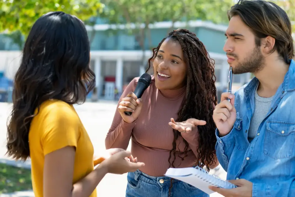 Reporter Interviewing Someone 