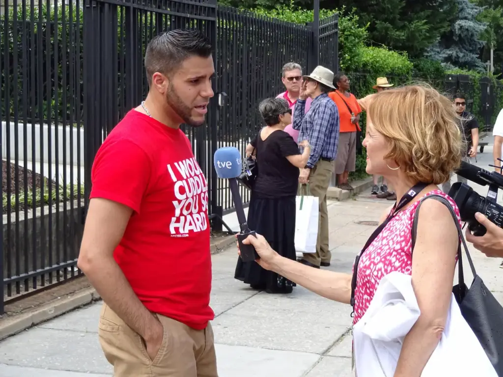 Reporter Interviewing a Bystander 